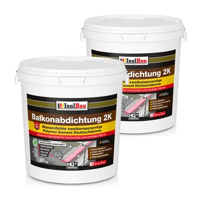 Produktbild von Isolbau Balkonabdichtung 2K - 40 kg Dichtschlämme zur Abdichtung von Balkon, Terrasse, Bad, Keller, Dusche