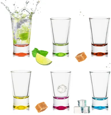 6 bunte Shotgläser 2,5 cl aus Glas – 6er Set
