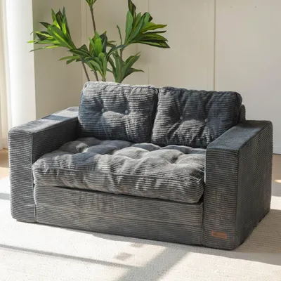 Schlafsofa 2-Sitzer Cord ausziehbar 113x190 cm mit 2 Kissen