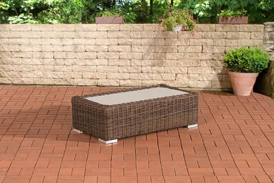 Produktbild von Famanu Loungetisch mit Polyrattan - Braune Gartenmöbel - 110 cm