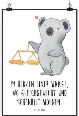 Produktbild von Mr. & Mrs. Panda Bild Waage Astrologie DIN A0 - Weiß - Geschenk, wanddeko, Wandbild, Tierkreiszeichen, drucke, Kunstdruck, Plakat, Geburtstagsgeschenk, Sternzeichen