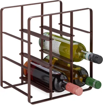 Produktbild von Weinkühler - für 9 Flaschen - Pulverbeschichtetes Eisen - Freistehender Weinkühler - Küche & Bar - 30 x 27,5 x 20 cm - Braun