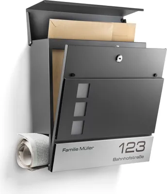 Produktbild von NewHabitat Briefkasten personalisiert inkl. Montagematerial Wandbriefkasten