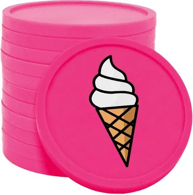 Produktbild von CombiCraft Kunststoff Wertmarken Chips Softeis in Neonpink- 100 Stück - Ø29 mm