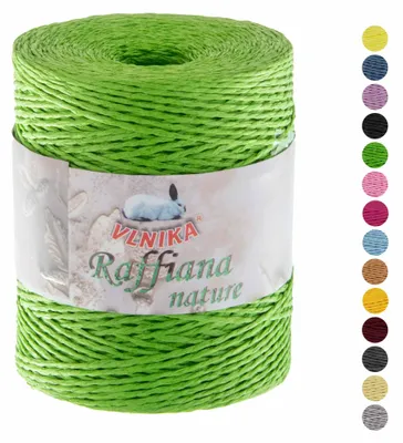 Produktbild von 200g Papiergarn Raffiana Nature zum Häkeln Bastband gezwirnt Farbauswahl