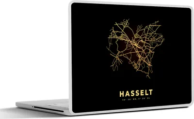Produktbild von MuchoWow® Laptop Aufkleber Sticker Cover Stadtplan - Karte - Belgien - Hasselt - Gold 30x21 cm - Sticker für Laptop - Selbstklebend