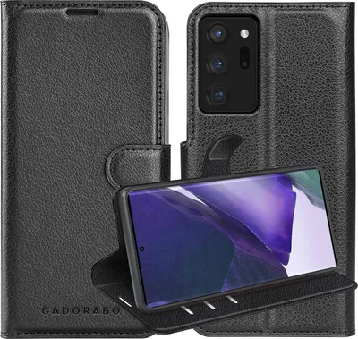 Immagine prodotto di Cadorabo Custodia per Samsung Galaxy NOTE 20 ULTRA in PHANTOM BLACK Custodia protettiva con chiusura magnetica, funzione stand e slot per carte di credito Flip Case Cover Etui Handy Klapp Hülle Book Tasche