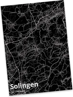 Produktbild von Mr. & Mrs. Panda Postkarte Solingen - Geschenk, Ansichtskarten, Postkarten, Grußkarte, Stadt, Dorf Karte Landkarte Map Stadtplan, Ansichtskarte, bildkarte