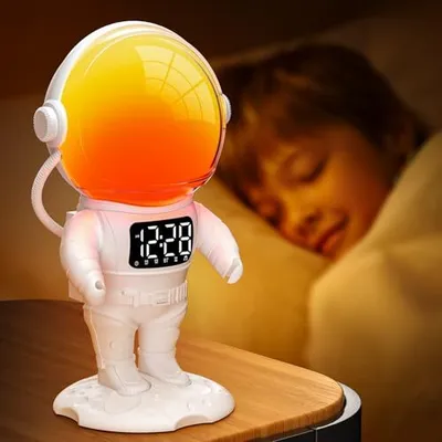 Produktbild von Tageslicht Wecker mit Sonnenaufgang Simulation und Nachtlicht für Kinder und Erwachsene mit Soundmaschine und 110 dB Alarm für Schlafzimmer