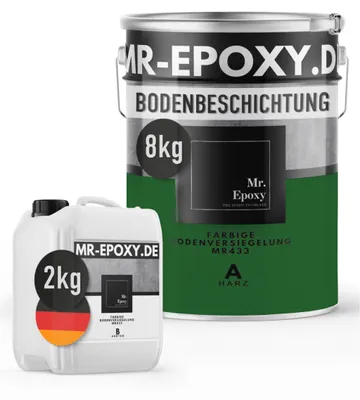Produktbild von Mr. Epoxy Epoxidharz Bodenbeschichtung (10 kg, RAL 6002 Laubgrün) - 2K Betonfarbe für Garagen, Keller & Werkstatt Boden - Flüssigkunststoff Epoxid Grundierung und Bodenversiegelung