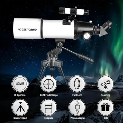 Immagine prodotto di Telescopio da 80 mm di apertura, lunghezza focale di 600 mm - telescopio rifrattore astronomico per adulti e principianti