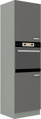 Produktbild von Küchen Hochschrank 60cm Hochglanz Grau Küchenzeile Küchenblock Küche Grey Bianca