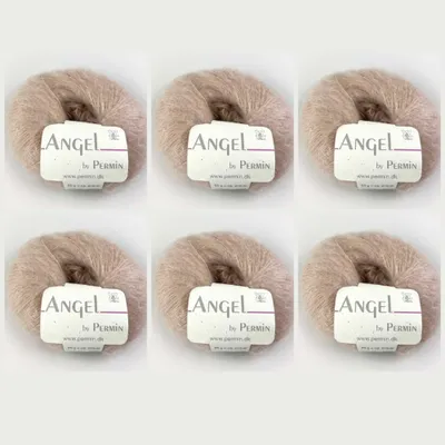 Immagine prodotto di 6x Angel by Permin – Lussuoso filato di mohair e seta (70/30) (31 cammello)