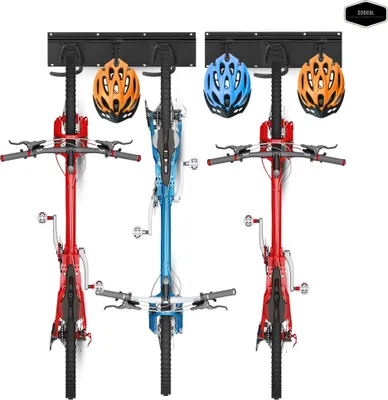 Produktbild von sodeal Fahrradaufhängungssystem für 3 Fahrräder, Schwarz, Maße 40,5 x 10 cm, platzsparend, gummierte Haken, einfache Montage, für alle Fahrradtypen, bis 20 kg