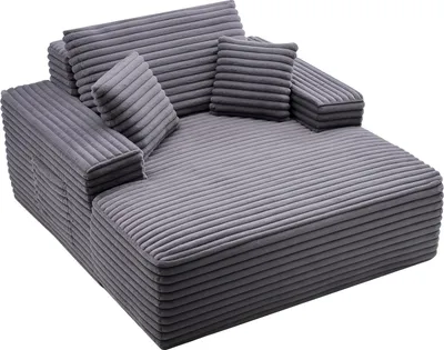 Produktbild von VEVOR Chaiselongue Relaxliege 124 cm, gepolstertes Schlafsofa mit Dekokissen & Armlehnen, Schlafcouch mit tiefer Sitzfläche für Wohnzimmer Schlafzimmer, Loungesessel aus hochelastischem Schwamm