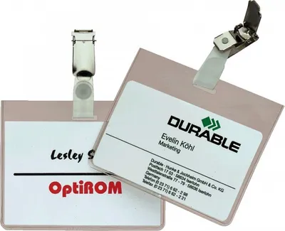 Produktbild von Schild I DURABLE Namensschild mit drehbarem Clip, transparent, Hartfolie, 90x...