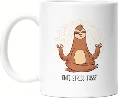 Produktbild von Anti-Stress Tasse Ohmmm Lustig Spruch Ironie Faultier Geschenk-Idee Bürokollegen Chillen