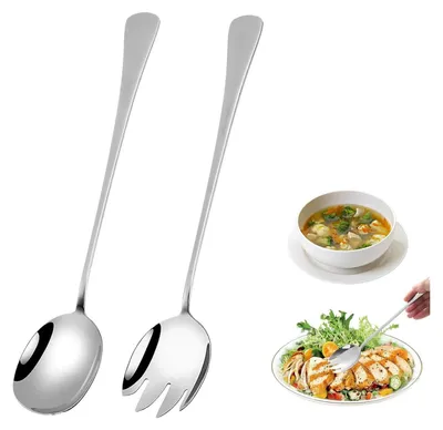 Salatbesteck 2-teilig, Edelstahl, 28 cm, spülmaschinengeeignet
