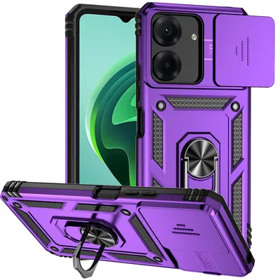 Obrázek produktu pro Pouzdro pro Xiaomi Redmi 13C /Poco C65 dvouvrstvé pouzdro s posuvným krytem kamery a prstencovým stojánkem zelené