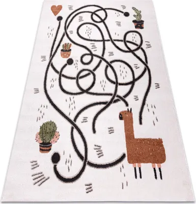 Produktbild von Teppich FUN Game für Kinder, Spiel, Lama creme Mehrfarben 180x270 cm