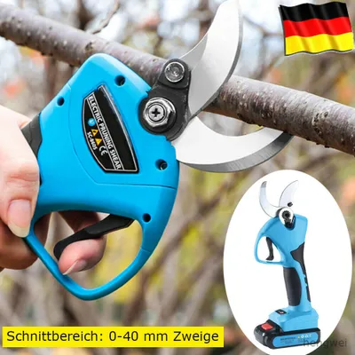 Obrázek produktu pro Topchances Akumulátorové elektrické nůžky na větve, 0-40mm, s 2 bateriemi, modré