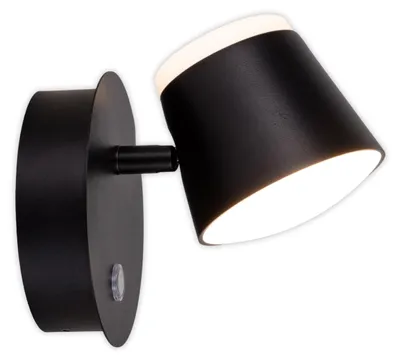 Produktbild von Wandleuchten - Akku-/Wandleuchte "TONDO" magnetisch schwarz, Wandlampe im Retro Style, ausMetall und Kunststoff in schwarz, 12 cm hoch, Maße 12 x 14,5 cm, inkl. LED – dimmbar – Akkubetrieb – Berührungssensor – USB Typ C