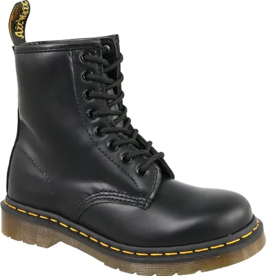 Produktbild von Kaufen Sie den Dr. Martens 1460 Smooth Schwarz bei Kicksshop. Kultiger schwarzer Uni-Stiefel mit 8-Loch-Schnürung und robuster AirWair-Sohle.