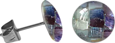 Produktbild von Chirurgenstahl Ohrstecker mit rundem Mosaik Größe - 6 mm Farbe - Blau