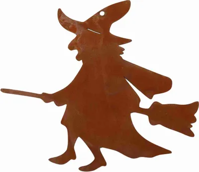 Produktbild von Rostikal Kleine Hexe 16 x 19 cm Hängedeko Halloween Gartendeko Rost Metall Deko Figur
