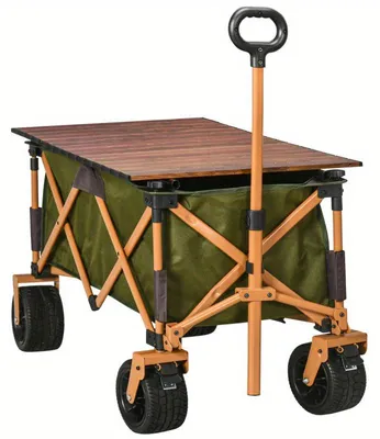 Zdjęcie produktu dla Wózek do transportu – Wózek na zakupy – Wózek transportowy – Wózek plażowy – Składany – Obciążenie do 120 kg – Z półką – Zielony
