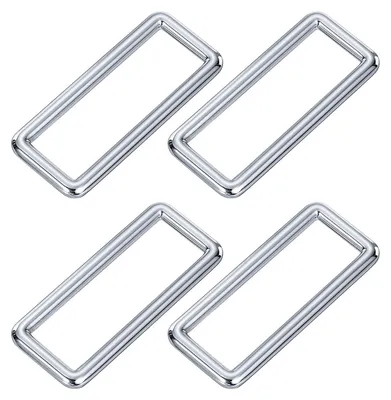 4 rechteckige Metallringe, 5,1 x 12,7 cm, silber