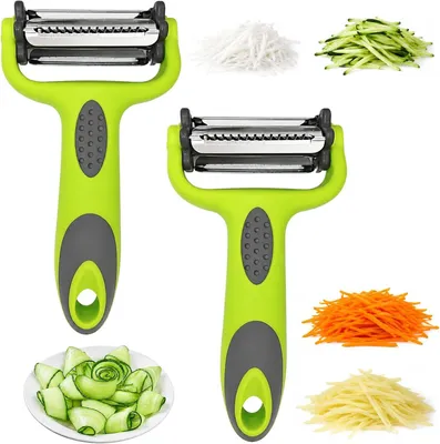 Imagen del producto de Pelador de verduras de 2 piezas, multifuncional 3 en 1, giratorio, para la cocina