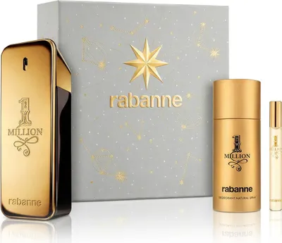 A gift set of Rabanne 1 Million fragrance products.