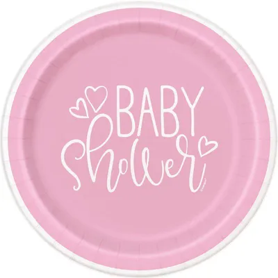 Produktbild von Baby Shower rosa Herzen 8 kleine Teller
