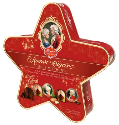 Produktbild von Reber Weihnachtsstern Mischung aus 12 Constanze & Mozart Kugeln