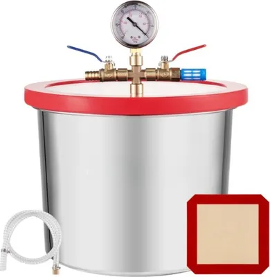 Obrázek produktu pro Vakuová komora Happyment - 8 litrů - S manometrem - Nerezová ocel - Šedá