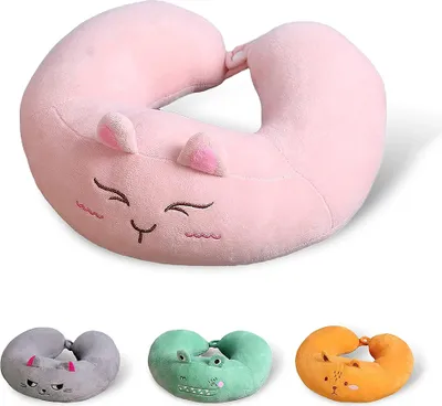 Produktbild von U-förmiges elastisches Reisekissen, Nackenstützkissen, Schlafkissen für den Autositz auf Reisen, Kopfstützenkissen für Flugzeuge für Erwachsene, Kinder, Kinder (Pink)