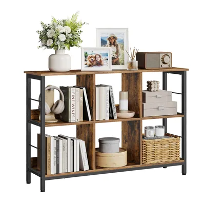 Produktbild von VASAGLE Bücherregal mit 6 Fächern, Standregal, offen, Aufbewahrungsregal, für Büro, Wohnzimmer, Schlafzimmer, 120 x 33 x 80 cm, Industrie-Design, vintagebraun-schwarz LLS104B01