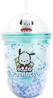 Imagen del producto de Vaso de plástico con diseño de Pochacco de Blue Sky Studios, con pajita y tapa