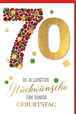 Produktbild von 70. Geburtstag - Karte mit Umschlag - Marienkäfer