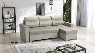 Produktbild von Ecksofa ARTUR mit Schlaffunktion und Bettkasten, L-Form - rechts - L-Couch, Farben: Grau/Beige