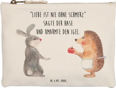 Produktbild von Mr. & Mrs. Panda Etui Hase Igel Grösse XL Große - Weiß - Geschenk, Kulturbeutel, und, Herzschmerz, Liebe Spruch, kosmetiktäschchen, Lustige Sprüche, Kulturtasche, Trösten
