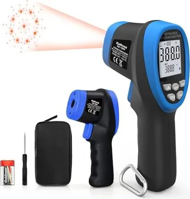 Produktbild von Infrarot Thermometer Pistole Digitale Temperaturmessgerät -50℃1800℃, Kethvoz IR Infrared Laser Pyrometer Gun mit D:S=50:1 & Emissionsgrad