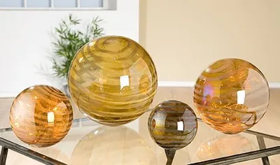 Produktbild von Gilde Glas Kugel amber / weiss 39269