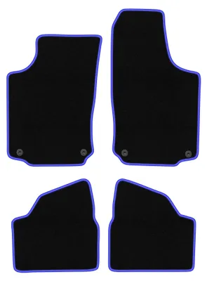 Produktbild von Fußmatten Automatten Velours Schwarz/Blau für Opel Corsa C 2000-2006 Set 4-tlg