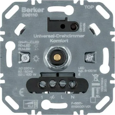 Obrázok produktu pre BERKER 296110 Univerzálny komfortný otočný stmievač (R,L,C,LED) (296110)