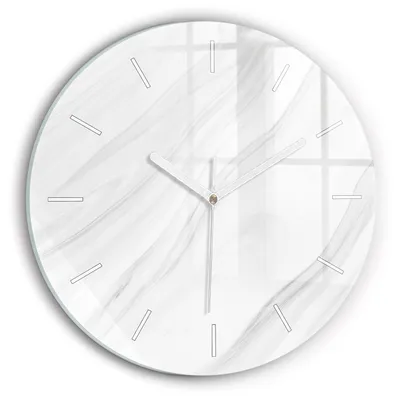 Produktbild von Wallfluent Wanduhr – Stilles Quarzuhrwerk - Uhr Dekoration Wohnzimmer Schlafzimmer Küche - Zifferblatt mit Striche - weiße Zeiger - 30 cm - Dekorativer Marmor