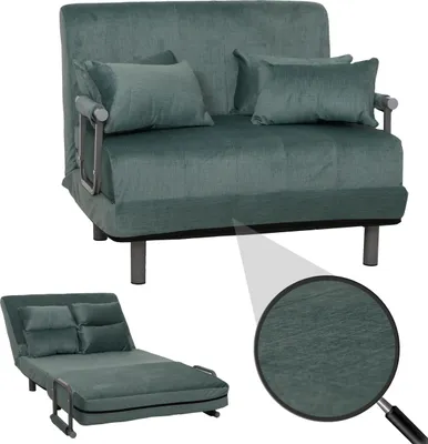 Produktbild von Schlafsessel HWC-K29, Klappsessel Schlafsofa Gästebett, Liegefläche 190x100cm, Stoff Chenille (370g/m²) blau-grün