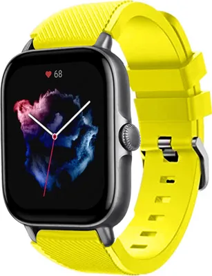 Produktbild von Strap-it Amazfit GTS 3 Silikonarmband (Gelb)