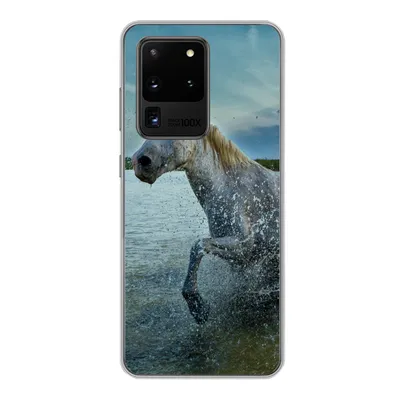 Produktbild von MuchoWow® Handyhülle Schutzhülle Hülle für Samsung Galaxy S20 Ultra Pferd - Wasser - Tropfen Silikon Softcase Handy Hülle - Karteninhaber